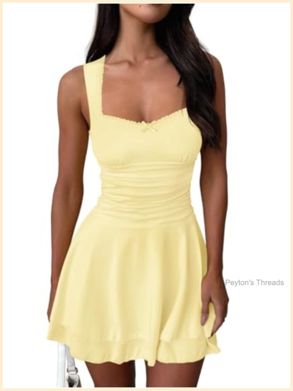 Women's Summer Corset Mini Dress Sleeveless Square Neck Lace Trim A-Line
